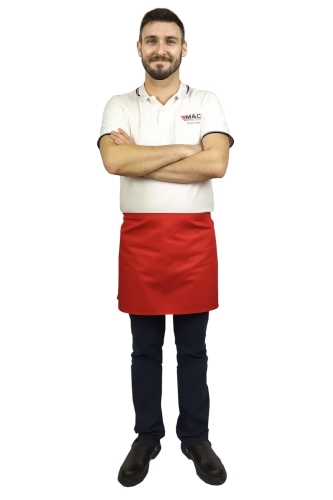 Grembiule da cameriere rosso di lunghezza 40 cm.