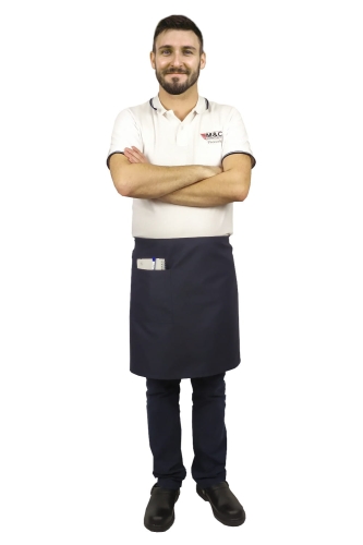 Grembiule da cameriere blu scuro di lunghezza 50 cm.