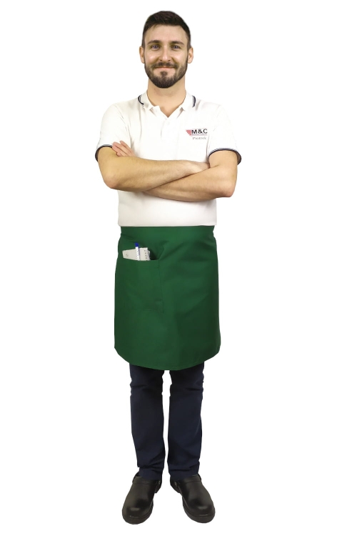 Grembiule da cucina barista verde lunghezza 50 cm