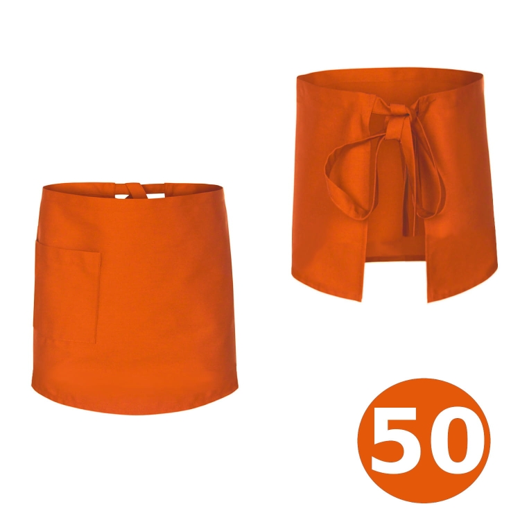 Grembiule da bar lungo 50 cm di colore arancione.