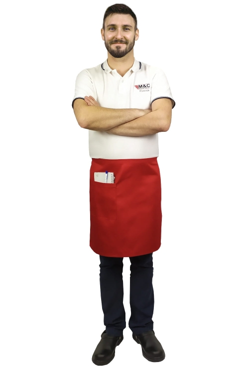 Grembiule rosso da cameriere lunghezza 50 cm