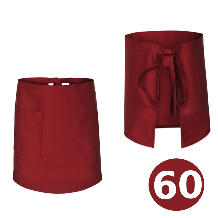 Grembiule da cucina lungo 60 cm, bordò, per camerieri.