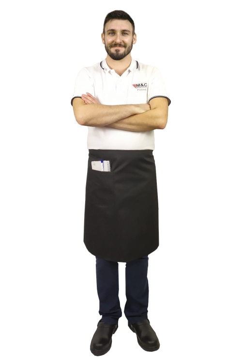 Grembiule da cameriere nero di lunghezza 60 cm.
