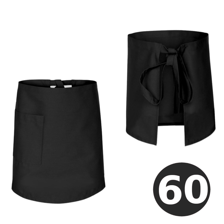Grembiule da bar nero lungo 60 cm