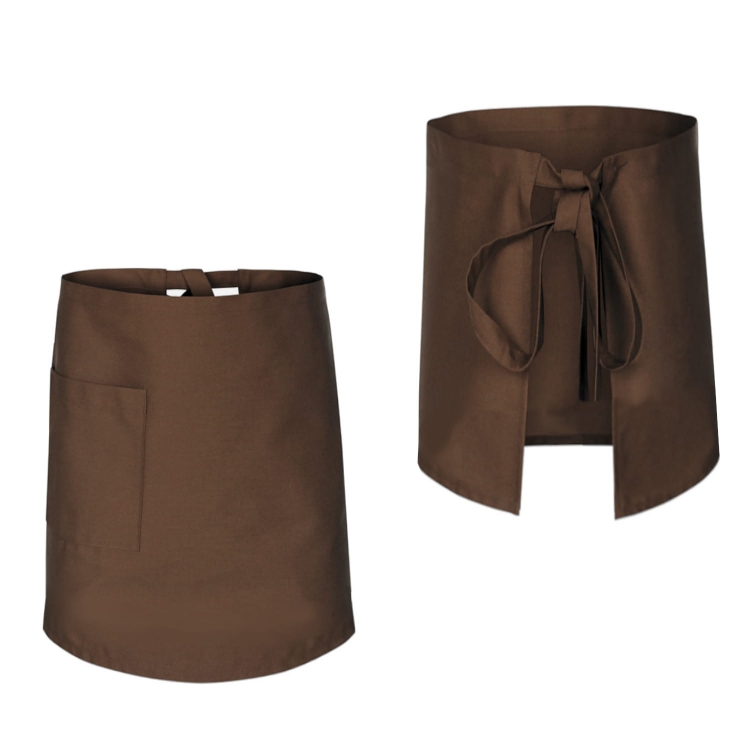 Grembiule da cucina marrone di lunghezza 60 cm.