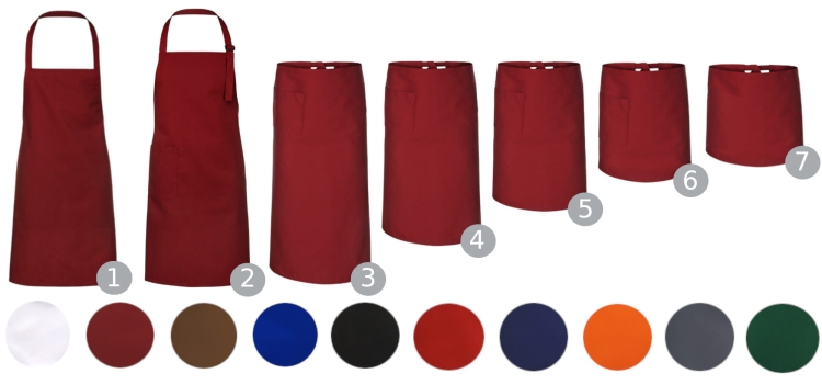Grembiule da cameriere marrone di lunghezza 60 cm.