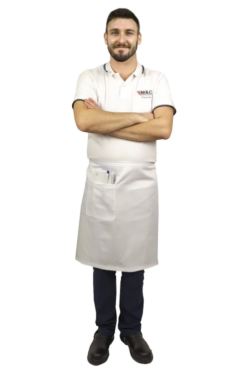 Grembiule bianco da cameriere lunghezza 60 cm