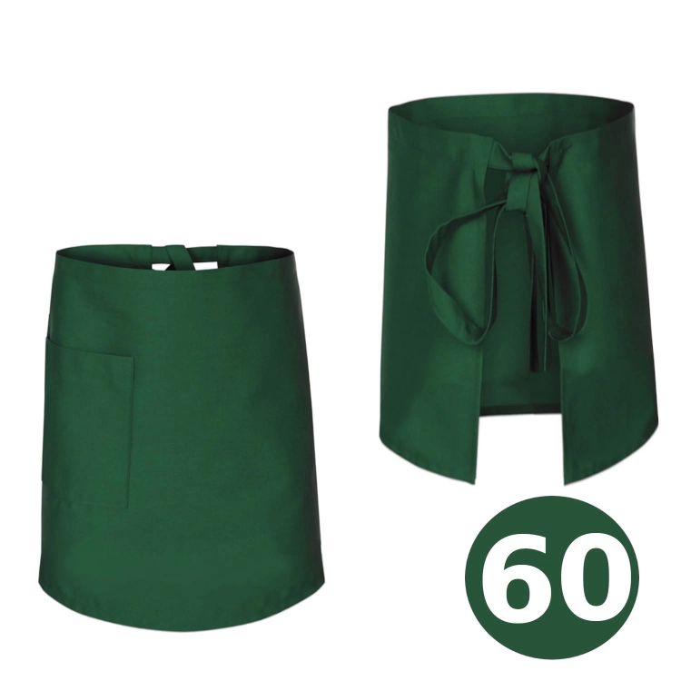 Lunghezza 60 cm del grembiule da cucina verde per camerieri e baristi.