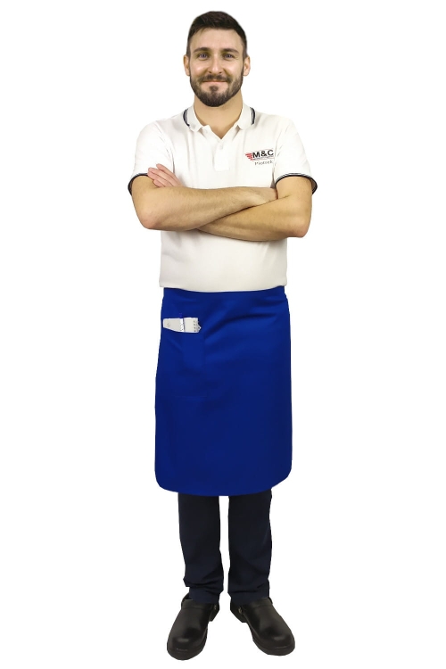 Grembiule da cameriere blu di 60 cm di lunghezza.