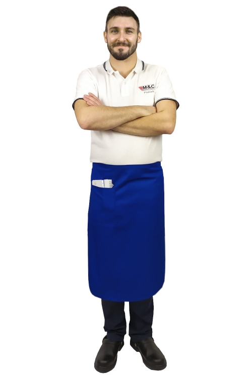 Grembiule da cameriere blu di 75 cm di lunghezza.