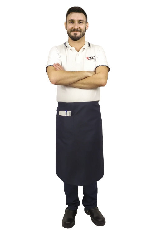 Grembiule da cameriere blu navy di lunghezza 75 cm.