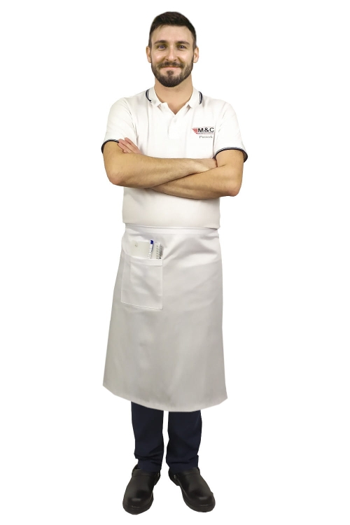 Grembiule bianco da cameriere lunghezza 75 cm