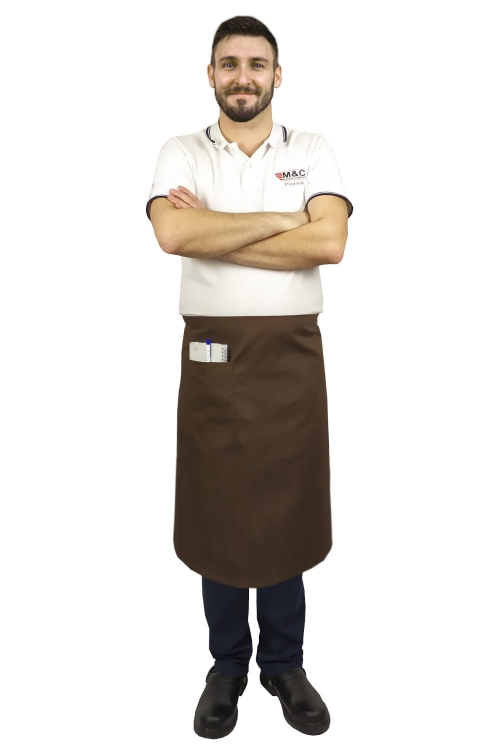 Grembiule da cameriere marrone lunghezza 75 cm