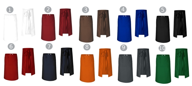 Grembiule da bar arancione, lunghezza 75 cm