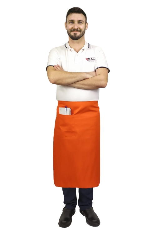 Grembiule da cameriere arancione di lunghezza 75 cm