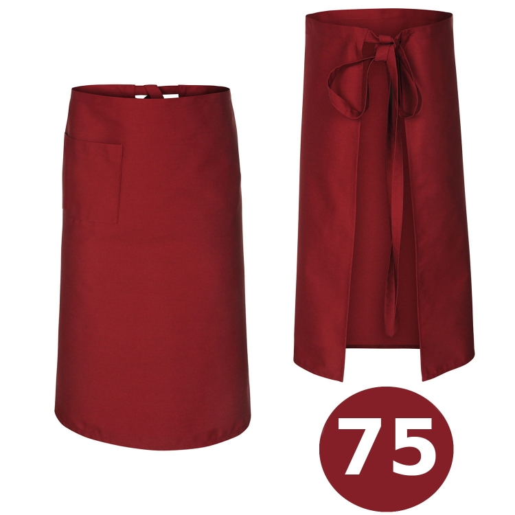 Grembiule da cucina bordeaux lungo 75 cm per camerieri.