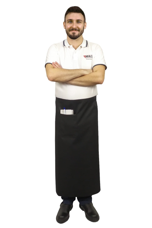 Grembiule da cameriere nero lunghezza 90 cm