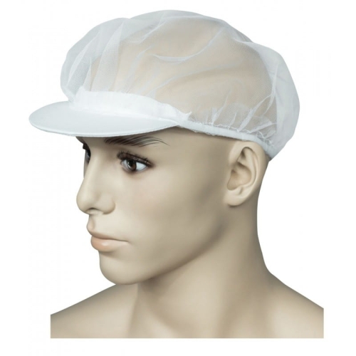 Cappello bianco in tulle con visiera rigida