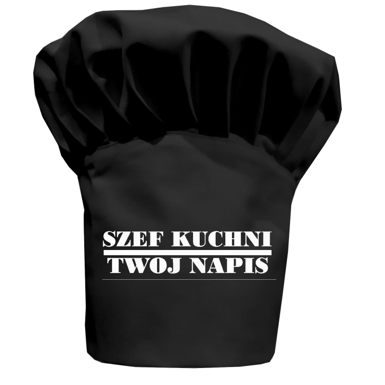 Cappello da cuoco nero Master Chef con la tua scritta.