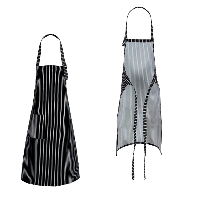 Grembiule da cucina nero con strisce bianche 90 cm