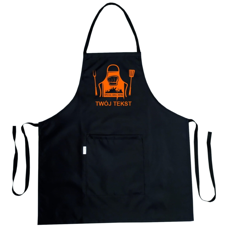 Grembiule da cucina con grafica 'Grill Menu' impermeabile.