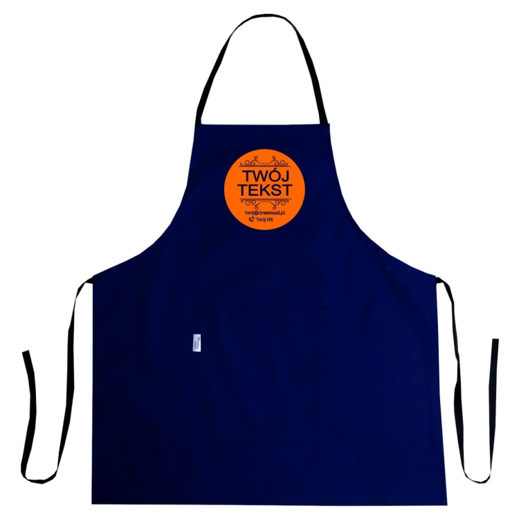 Grembiule da cucina con testo pubblicitario, sagomato