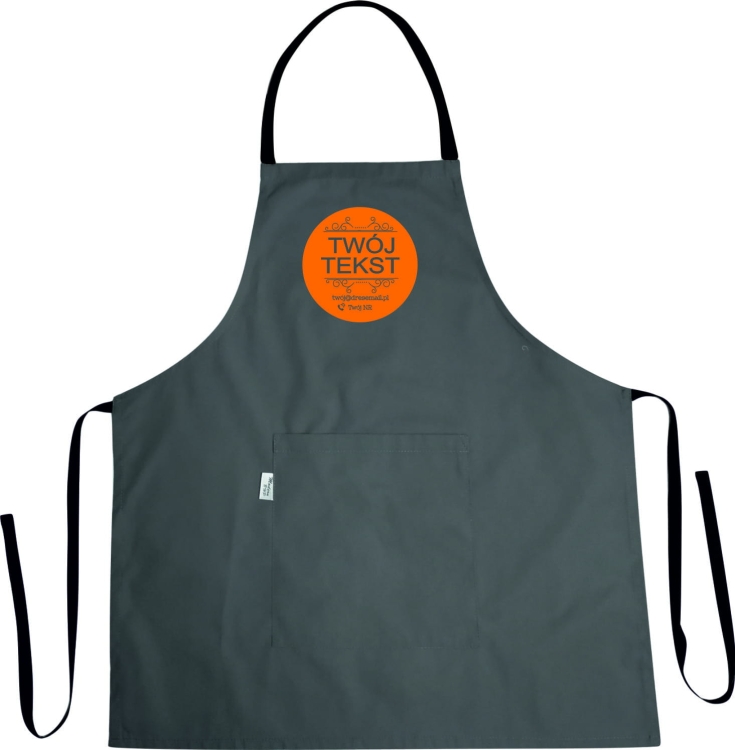 Grembiule da cucina profilato con testo pubblicitario selezionato.