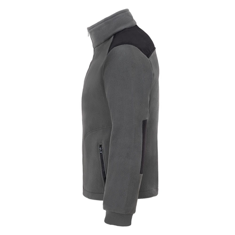 Felpa in pile con inserti neri di colore grigio.