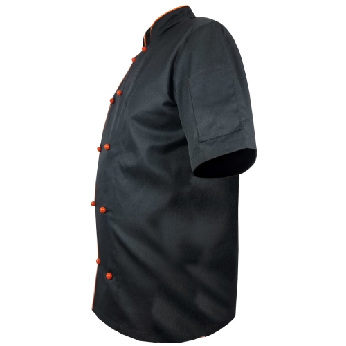 Giacca da cuoco da uomo con bordino arancione in colore nero