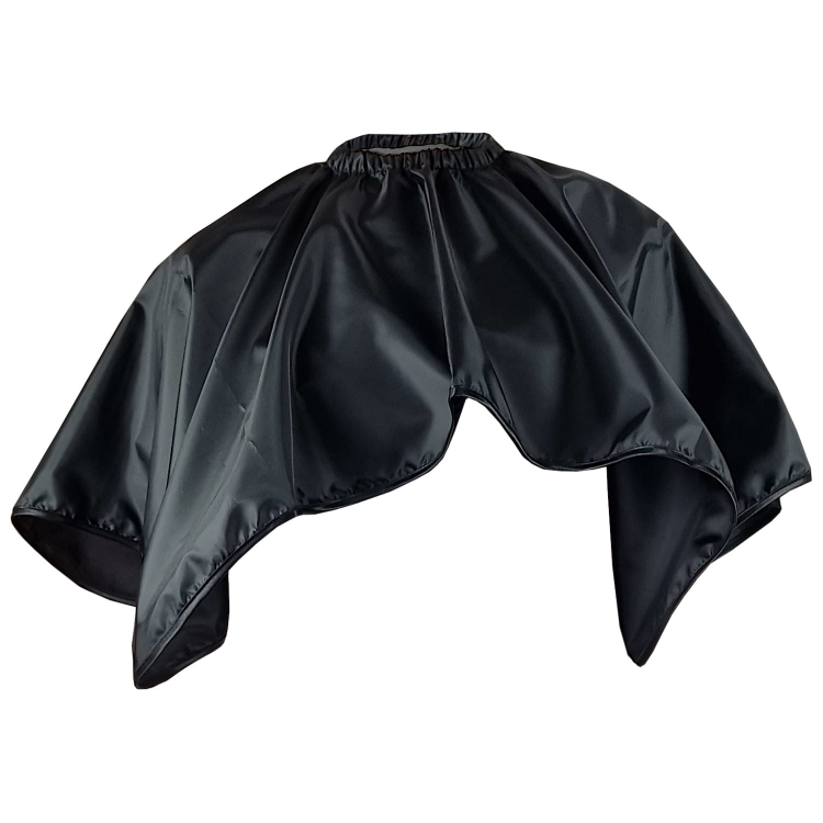 cappa da parrucchiere nera corta impermeabile