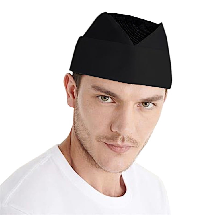 Cappello nero con rete, prodotto premium solido.