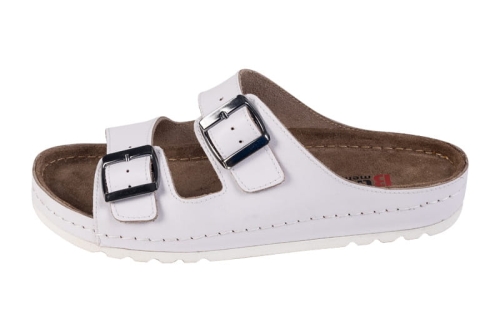 Skórzane klapki medyczne w kolorze białym