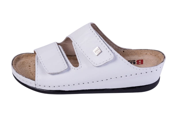 Klapki zdrowotne białe skórzane anatomiczne