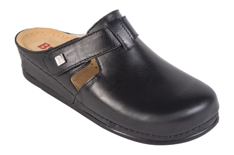 Klapki zdrowotne czarne skórzane anatomiczne