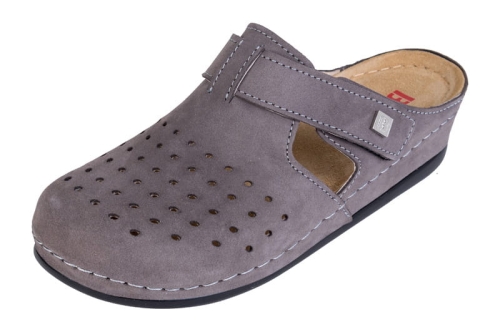 Skórzane klapki zdrowotne anatomiczne w kolorze szarym