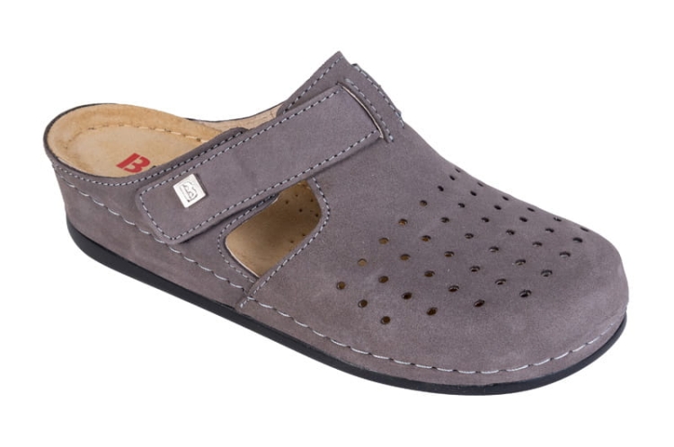 Klapki zdrowotne anatomiczne skórzane w szarym kolorze