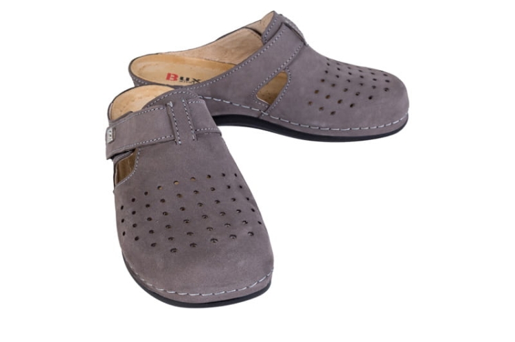 Szare anatomiczne klapki zdrowotne skórzane