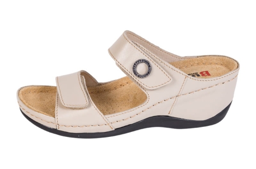 Beżowe klapki medyczne skórzane anatomiczne