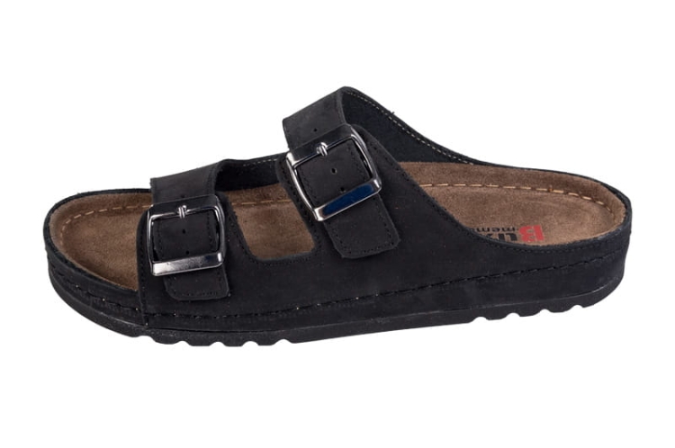 Czarne klapki medyczne skórzane z memory