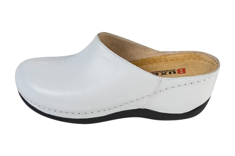 Skórzane klapki anatomiczne białe medyczne