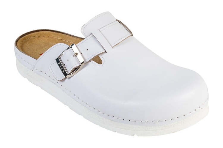 Klapki medyczne białe skórzane anatomiczne