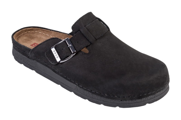 Skórzane klapki anatomiczne czarne medyczne