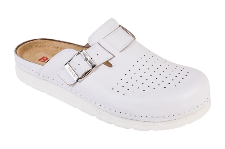 Klapki medyczne białe skórzane anatomiczne