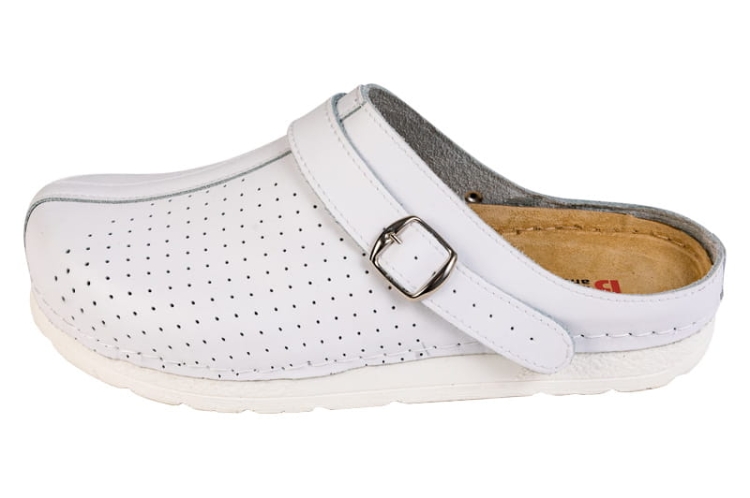 Skórzane klapki medyczne białe anatomiczne