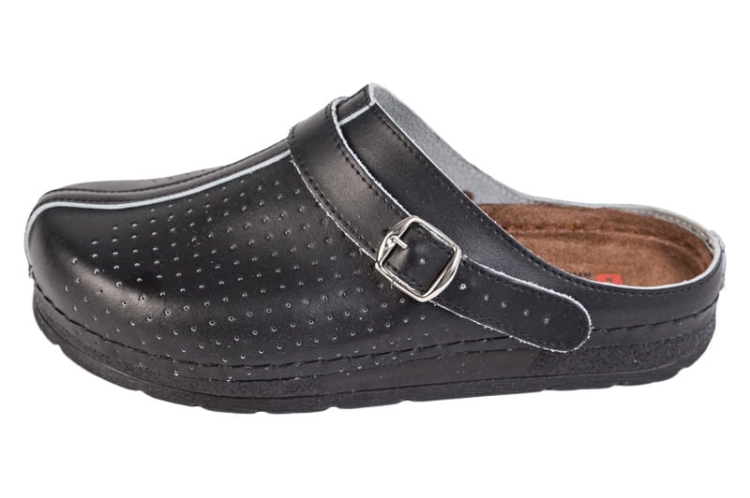 Medyczne klapki czarne skórzane anatomiczne