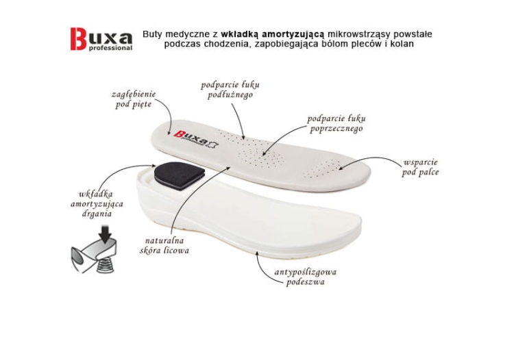 Premium skórzane buty medyczne czarne