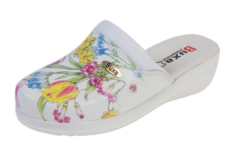 Skórzane buty medyczne premium w kwiaty
