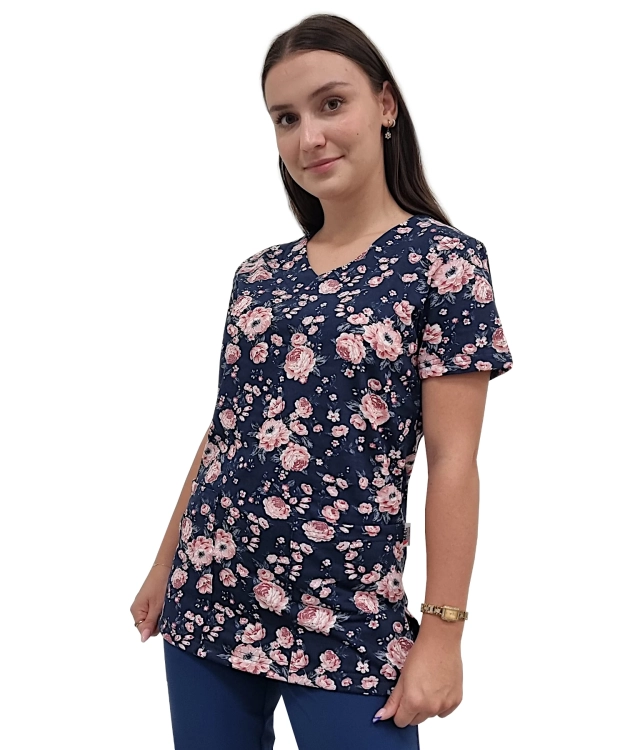 Bluza medyczna we wzorek 100% elastyczna bawełna - wzór W10