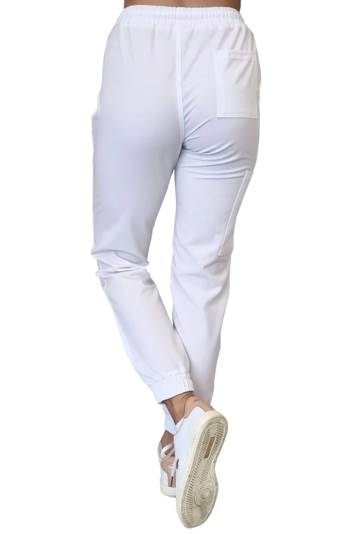Białe joggery medyczne Casual Premium