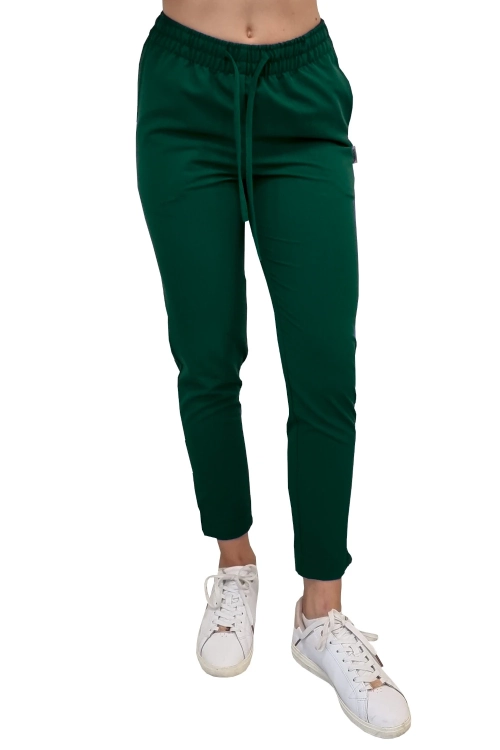 Spodnie medyczne damskie BASIC PREMIUM w kolorze zielona butelka